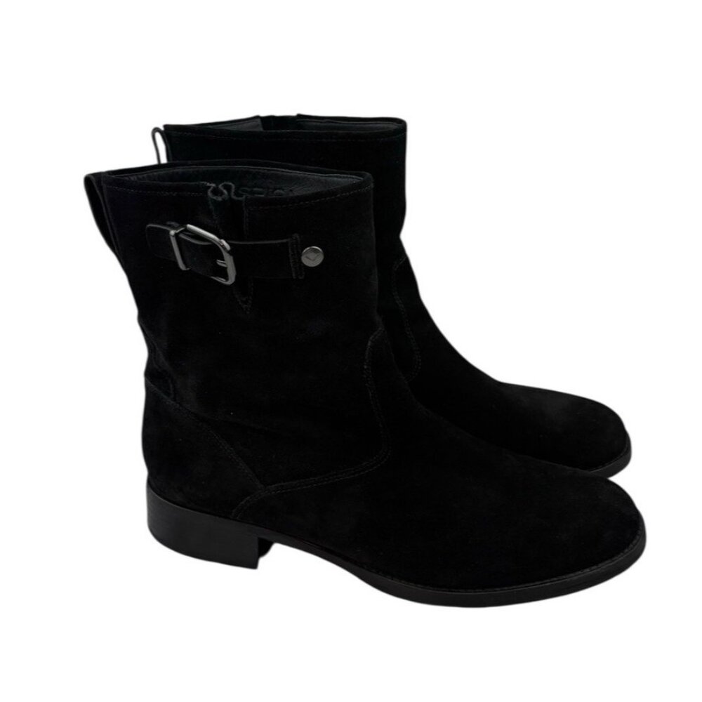 *Via Spiga  Boots Womens Size 8 Black Suede Ankle Pull On Classic Western Trendy